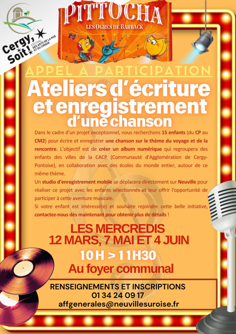 Les mercredis 12 mars 7 mai et 4 juin 1 atelier décriture